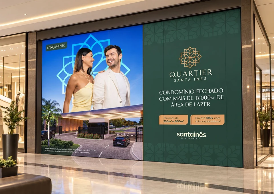 Painel publicitário de lançamento do Quartier Santa Inês