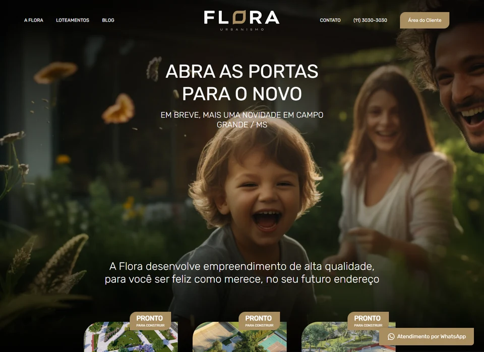 Página inicial do site Flora Urbanismo